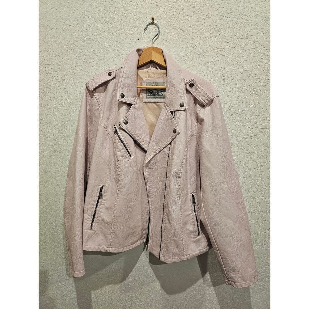 NWT Levi Blush Pink Asymmetrical Zip Lined Women's 2x Vegan Leather Moto Jacket